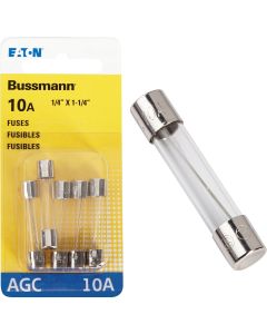 Bussmann 10-Amp 250-Volt AGC Glass Tube Automotive Fuse (5-Pack)