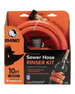 Rhino 5/8 In. Dia. 10 Ft. All-in-One Sewer Clean Out Hose with Rinse Cap