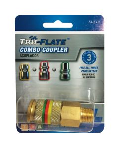 Tru-Flate Combo-Coupler 1/4 In. MNPT Brass Coupler