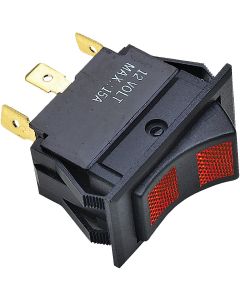 Seachoice 15A 12V Black Rocker Switch, On (Red)/Off/On (Red)