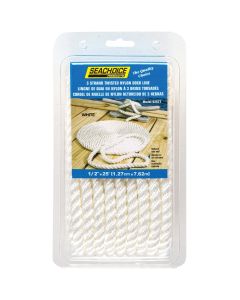 Seachoice 1/2 In. x 25 Ft. White 3-Strand Twisted Nylon Dock Line