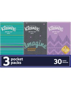 Kleenex Go Packs 10 Count 3-Ply White Facial Tissue (3-Pack)