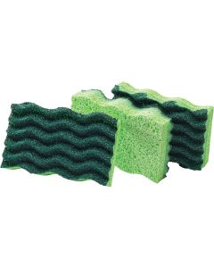 Libman 4.5 In. x 3 In. Yellow & Green Heavy Duty Scrub Heavy Duty Sponge (3-Count)