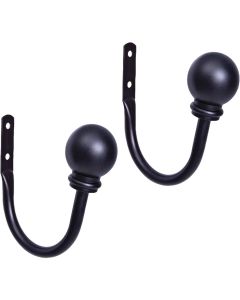 Kenney 4 In. Ball Drapery Holdback, Black (2-Pack)