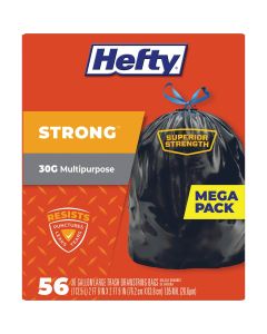 Hefty Strong 30 Gal. Large Black Trash Bag (56-Count)