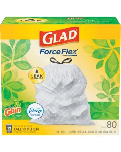 Glad Febreze 13 Gal. Gain Tall Kitchen White Trash Bag (80-Count)