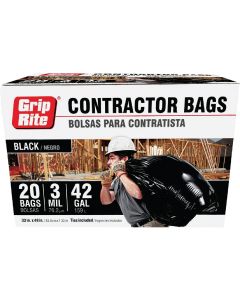 Grip-Rite 42 Gal. Contractor Black Trash Bag (20-Count)