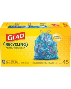 Glad Recycling 13 Gal. Tall Kitchen Blue Trash Bag (45-Count)