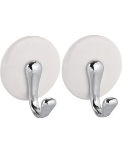 iDesign Forma York White & Chrome Adhesive Hook (2-Pack)