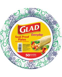 Glad Everyday 8.5 In. Whimsical Floral Round Paper Plates (50-Count)