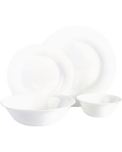 Gibson Ultra White Shadow Opal Glass Dinnerware Set (36-Piece)