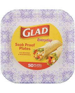 Glad Everyday 8.5 In. Purple Victorian Square Paper Plates (50-Count)