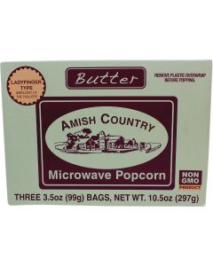 Amish Country Popcorn 3 Pack Ladyfinger Butter Microwave Popcorn