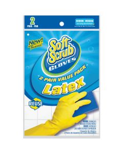 Soft Scrub Medium Latex Rubber Glove (2-Pack)