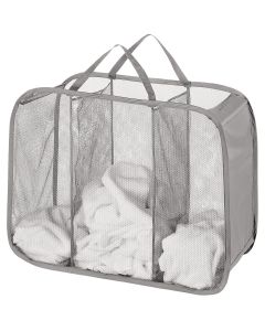 Whitmor Gray Pop and Fold 3-Bin Laundry Sorter Hamper