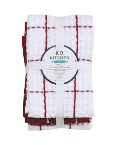 Kay Dee Designs Samba Red Waffle Kitchen Towel (3-Pack)