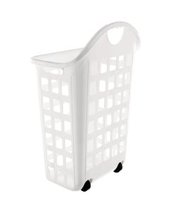 United Solutions 2 Bushel White Rolling Hamper