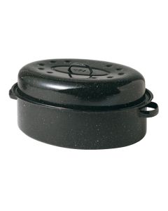 GraniteWare 19 In. Black Covered Oval Roaster