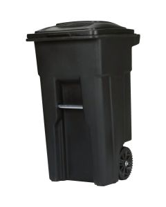 Toter 32 Gal. Black Outdoor Trash Can With Attached Lid and Wheels