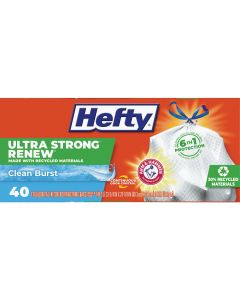 Hefty Renew Clean Burst 13 Gal. Tall Kitchen White Trash Bag (40-Count)