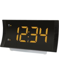 La Crosse Technology Curved LED Alarm Clock with Radio & USB Charging Port