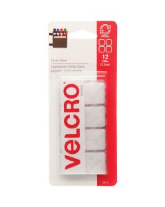 VELCRO Brand 7/8 In. White Hook & Loop Square (12 Ct.)