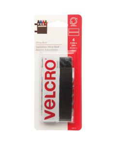 VELCRO Brand 3/4 In. x 3-1/2 In. Black Sticky Back Hook & Loop Strips (4 Ct.)