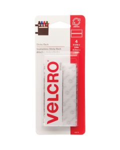 VELCRO Brand 3/4 In. x 3-1/2 In. White Sticky Back Hook & Loop Strips (4 Ct.)