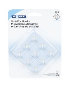 Homz Utility Adhesive Hook With Peel 'n Stick Tape (9-Pack)