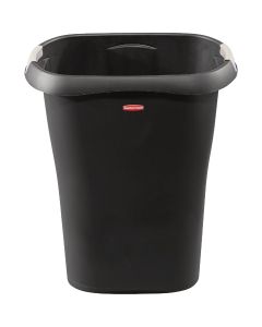 Rubbermaid 8 Gal. Black Rectangular Wastebasket with LinerLock