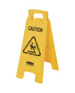 Rubbermaid Commercial 26 In. 2-Sided Blue Multilingual Caution Sign