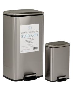 Honey Can Do 7.92 Gal./30L & 1.3 Gal./5L Stainless Steel Trash Cans (2-Count)