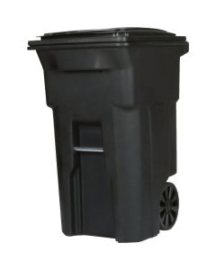 Toter 64 Gal. Black Outdoor Trash Can With Attached Lid and Wheels