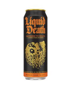 Liquid Death 19.2 Oz. Squeezed To Death Orange 100% Sparkling Mountain Water