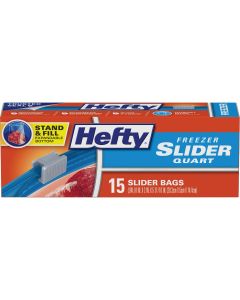 Hefty 1 Qt. Slider Freezer Bag Stand and Fill Expandable Bottom (15-Count)