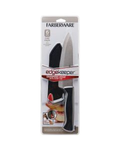 Farberware 6 In. Black Chef Knife with Edgekeeper Sheath