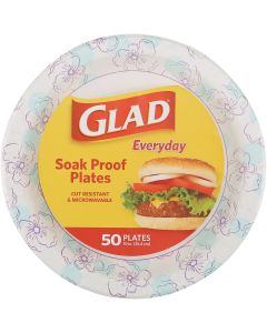 Glad Everyday 10 In. Blue Flower Round Paper Plates (50-Count)