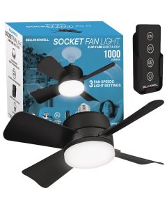 Bell + Howell Black Ceiling Socket Fan/Light