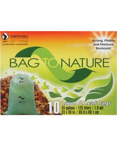 Bag To Nature 33 Gal. Green Compostable Houston Approved Lawn & Leaf Bag (10-Count)