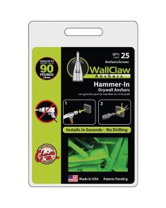 WallClaw Anchor #8 Thread x 1-1/4 In. Green Drywall Plastic Anchor (25 Ct.)