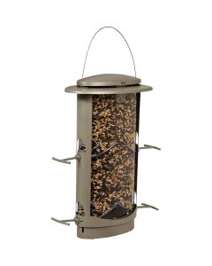 Squirrel X1 Tan Plastic 4.2 Lb. Capacity Elliptical Tube Bird Feeder