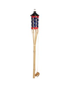 Outdoor Expressions 5 Ft. Natural Bamboo American Flag Patio Torch