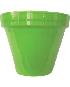 Ceramo Spring Fever 8-1/2 In. H. x 7-1/2 In. Dia. Bright Green Clay Flower Pot