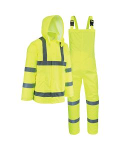 West Chester Large 3-Piece Fluorescent Hi-Vis Yellow Rain Suit