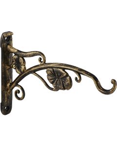 Panacea 9 In. Brushed Gold Flowers Cast Aluminum Decorative Hanging Plant Bracket