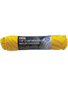 Do it Best 1/4 In. x 100 Ft. Yellow Braided Reflective Polypropylene Packaged Rope