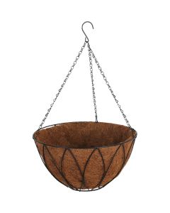 Best Garden 14 In. Steel Rod Black Powder Coat Hanging Plant Basket