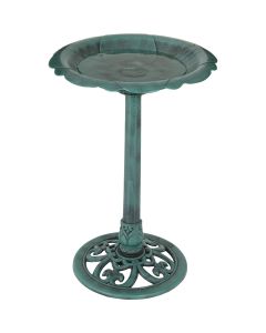 Best Garden Antique Verdigris Flower Pedestal Bird Bath