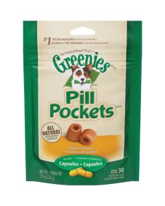 Greenies Capsule Pill Pockets Chicken Flavor Chewy Dog Treat (30-Pack)