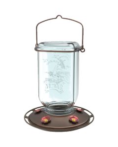 More Birds 25 Oz. Glass Mason Jar Hummingbird Feeder